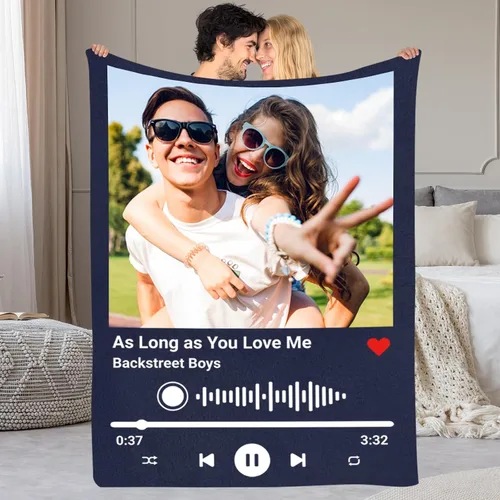 Miniatura 15 de Gowelly Manta personalizada con texto fotográfico, manta personalizada con imágenes para adultos, regalos de aniversario personalizados