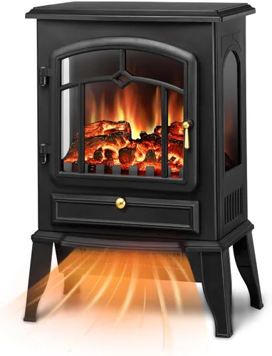 Xbeauty Estufa Eléctrica de Chimenea de Interior de 22", Calentador de Chimenea Independiente con Brillo de Llama 3D Ajustable, Control de