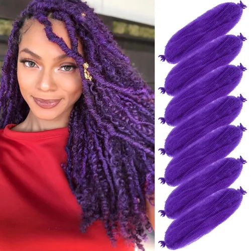 Miniatura 56 de Marley Twist - Cabello trenzado de 16 pulgadas, cabello afro trenzado elástico, paquete de 7 paquetes, cabello rizado rizado ombré, marrón Marrón