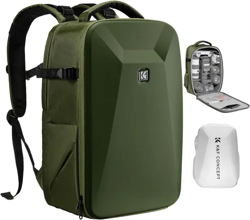 K&F CONCEPT Mochila para Cámara, Bolsa de Fotografía DSLR de Carcasa Rígida para Cámara con Compartimento para Laptop de 15-15.6 Pulgadas, Estuche