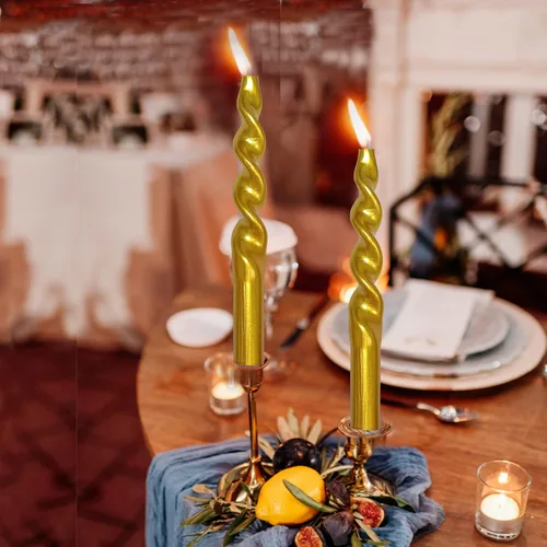 Miniatura 7 de Velas en espiral de Navidad, velas cónicas doradas, 10 pulgadas, sin perfume, para regalo de invierno, vacaciones, Navidad, decoración del hogar