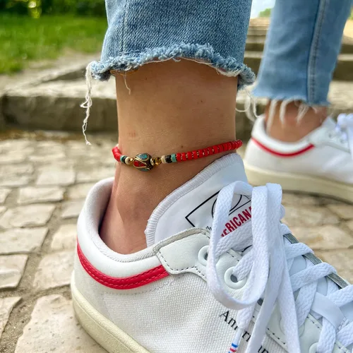Miniatura 13 de Made by Nami Tobillera bohemia para surfista, impermeable y ajustable, con cuentas para mujer, hecha de cuerda de algodón encerado y cuentas