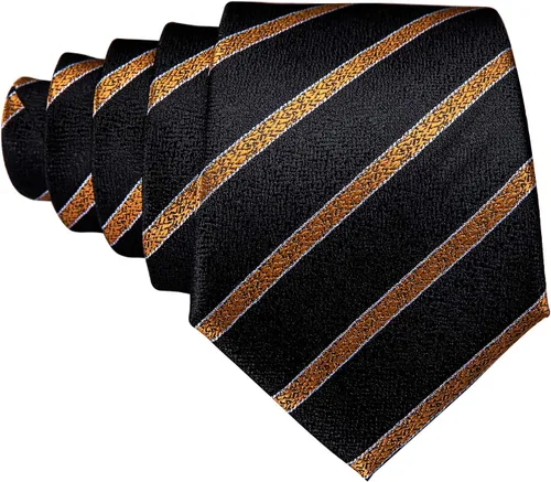 Miniatura 303 de Barry.Wang Juego de corbatas para hombre, corbata de seda a rayas, tejido a cuadros, gemelos formales, negocios, boda
