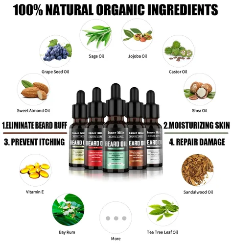 Miniatura 3 de ISNER MILE Kit de aceite para barba: regalos para hombres, papá, novio, acondicionador de bigotes, suaviza, fuerza con sándalo, ron de laurel