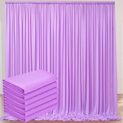 Cortinas de fondo de lavanda de 30 pies x 10 pies sin arrugas, lavanda 5 x 10 pies 6 paneles de decoraciones de fondo de poliéster para suministros