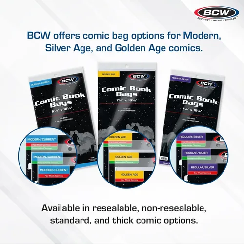 Miniatura 5 de BCW Current Comic Bags (paquete de 400) – Bolsas de cómics BCW sin ácidos para cómics modernos Protección transparente de funda para cómics 6