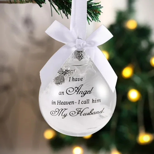 Miniatura 19 de Adornos Conmemorativos de Navidad Bola de Plumas Transparente, Bola de Impresión Boca Abajo 8cm/3.15'' Regalo de Duelo y Condolencia por la Pérdida