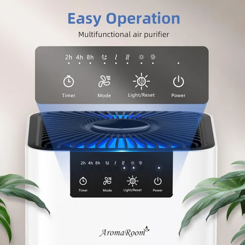 Miniatura 8 de AromaRoom Purificadores de Aire para Dormitorio, Purificadores de Aire Hepa para Hogar Olor de Orina de Mascotas con Aromaterapia, Limpiador de Aire