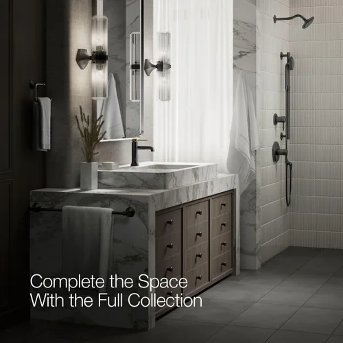 Miniatura 8 de KOHLER 27000-4K-BMB - Grifo de baño de un solo mango con montaje de drenaje emergente, grifo de lavabo de baño de un agujero, 1.0 gpm, negro mate