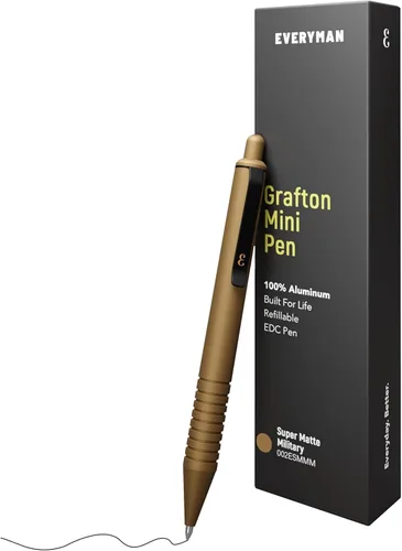Miniatura 18 de Everyman Black Grafton - Bolígrafo de gel recargable súper mate de clic completo Herramienta de escritura EDC duradera con agarre profundo Flujo