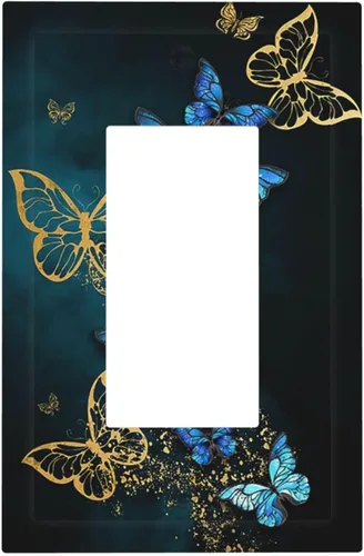 Miniatura 143 de Placa de cubierta de tomacorriente con diseño de mariposa, placas decorativas de pared, 1 gang, cubiertas de enchufes eléctricos, placa frontal Arte