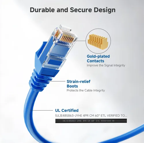 Miniatura 3 de Cable Matters Paquete de 8 cables Ethernet Cat 5e sin enganches, cable Gigabit Cat5e, cable Ethernet Cat5e, azul
