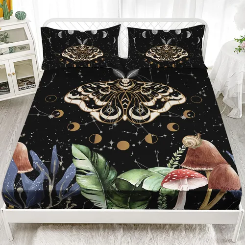 Miniatura 10 de AILONEN Juego de sábanas bajeras de mariposa y mariposa para niñas, juego de ropa de cama con diseño de mariposas y cerezos rosados, para regalo