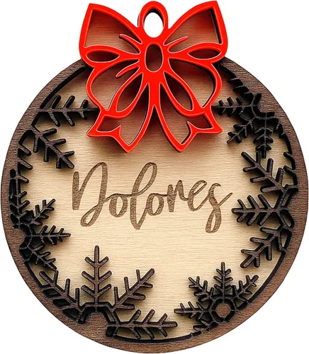 Adorno de madera de Navidad personalizado con nombre grabado personalizado, adorno de Navidad 2025, decoración de árbol de vacaciones hecho a mano,