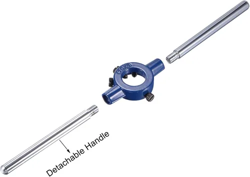Miniatura 6 de uxcell 6-32 UNC Juego de llaves y troqueles con llave de mango redondo de 0.787 in, grifo de rosca de máquina de acero de alta velocidad