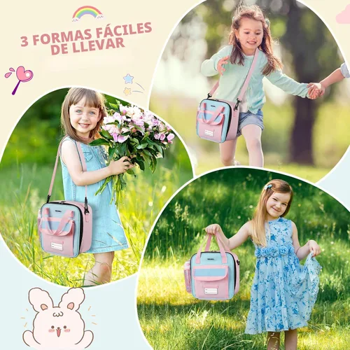 Miniatura 6 de REDSHELL Lonchera táctica para niños, bolsa de almuerzo aislada grande para niñas, lonchera cuadrada para niños, lonchera cuadrada para niños, Rosa