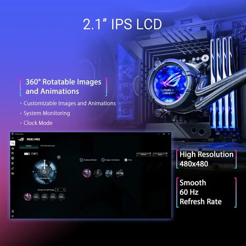 Miniatura 2 de ASUS Enfriador líquido ROG Strix LC III 360 ARGB LCD todo en uno para CPU - Intel® LGA 1700, 1200, 115X - AMD Socket AM4, AM5 - con LCD IPS de 2.1