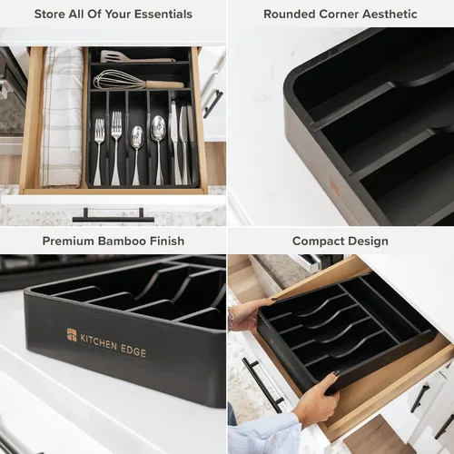 Miniatura 4 de Organizador de cubiertos KitchenEdge - Organizador para cubertería, cubiertos, y utensilios para cajones de cocina, ancho fijo de 10.5”, 7