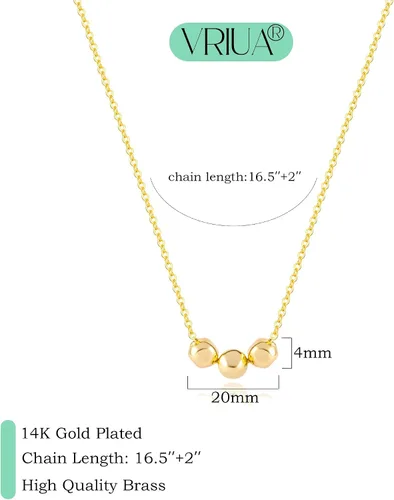 Miniatura 4 de VRIUA Gold Necklace for Women, Dainty Star of David Necklace 14K Gold Plated Butterfly Necklace Sun Lotus Flower Necklace Simple Bead Necklace