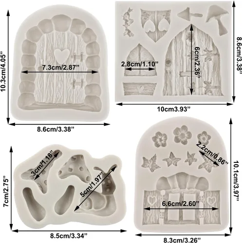 Miniatura 2 de Sijiangmold Moldes de silicona encantados para jardín, hadas, gnomo, puerta de casa, ventana, molde de fondant para caracol, hongos, fondant