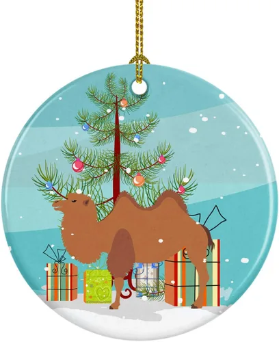 Miniatura 78 de Caroline's Treasures Adorno de cerámica de Navidad pintado o de codorniz chino, decoración colgante de árbol de Navidad verde azulado para el hogar