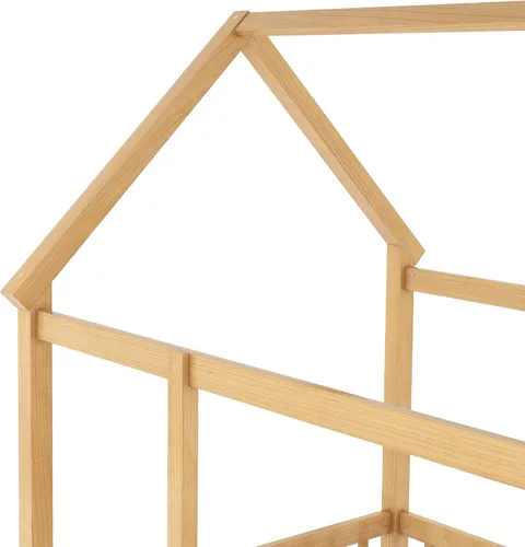 Miniatura 7 de Bellemave Cama individual para niños con marco de techo de casa y valla de seguridad, cama Montessori de madera, cama de perfil bajo para niños
