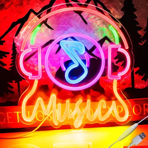 Miniatura 18 de Good Vibe - Letrero de neón con luces LED de neón rosadas, decoración de pared para dormitorio, letrero LED alimentado por USB para decoración