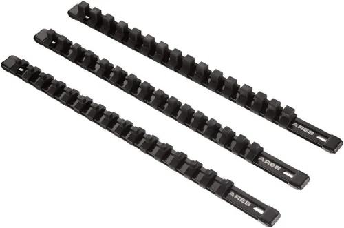 Miniatura 6 de ARES 70087-Organizador de enchufes de aluminio de 3 piezas, rieles de transmisión de 1/4 pulgadas, 3/8 pulgadas y 1/2 pulgadas con capacidad para 48