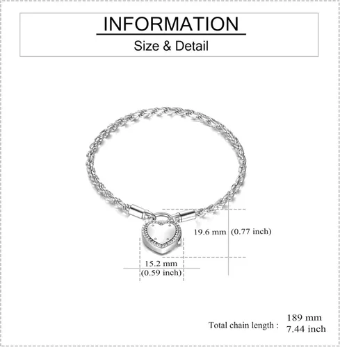 Miniatura 4 de ONEFINITY Pulsera de urnas para cenizas humanas con cierre de corazón dije de urna y cenizas pulsera de plata de ley 925 pulsera de recuerdo