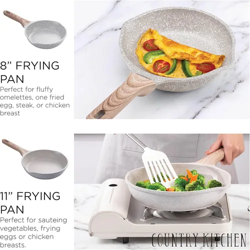 Miniatura 6 de Country Kitchen Juego de utensilios de cocina de aluminio fundido antiadherente, utensilios de cocina duraderos para cocinar todos los días, crema
