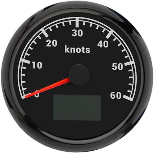 Miniatura 32 de ELING Velocímetro GPS de 3 3/8 pulgadas (3.346 in) 0-200 MPH con kilometraje total Tripmeter Curso sobre el suelo 12V 24V con 8 colores Negro+Negro