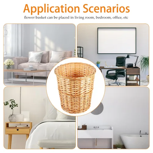 Miniatura 5 de PRETYZOOM Cesta de almacenamiento tejida moderna para arreglos florales, papelera decorativa para dormitorio, sala de estar
