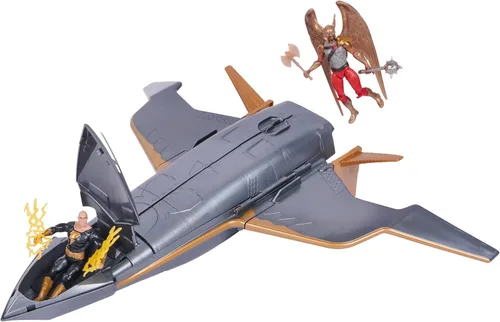 Miniatura 4 de DC Comics, Hawk Cruiser Patrol, incluye figuras de acción Black Adam y Hawkman, más de 16 pulgadas de ancho, primera edición, juguetes de Deluxe