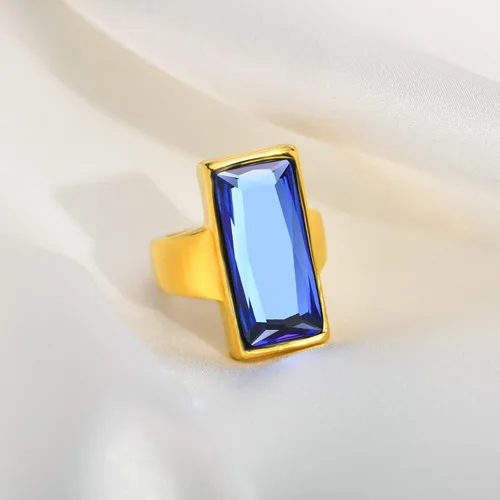 Miniatura 4 de VNOX Anillo de ónix rectangular de acero inoxidable chapado en oro de cristal negro vintage para mujer