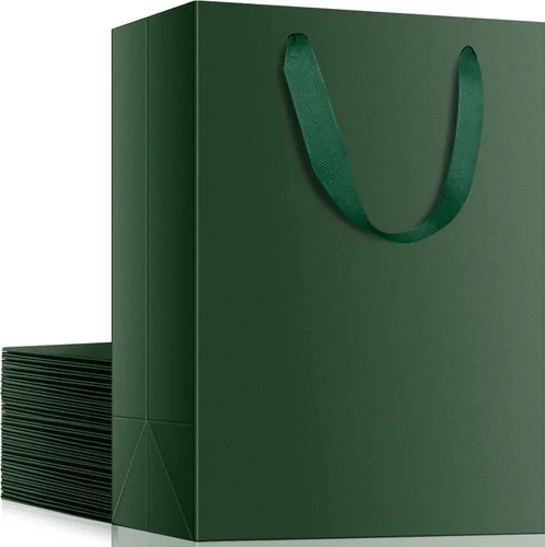 Miniatura 18 de EUSOAR Bolsas de compras y mercancías, tamaño mediano, 25 piezas de 7.8 x 3.9 x 11 pulgadas, bolsas de regalo reciclables de papel kraft marrón