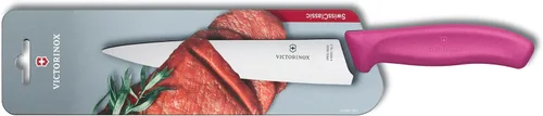 Victorinox Swiss Classic, Cuchillo de trinchar, hoja extraafilada, borde recto, 7.5 in, mango de plástico, acero inoxidable, rosa