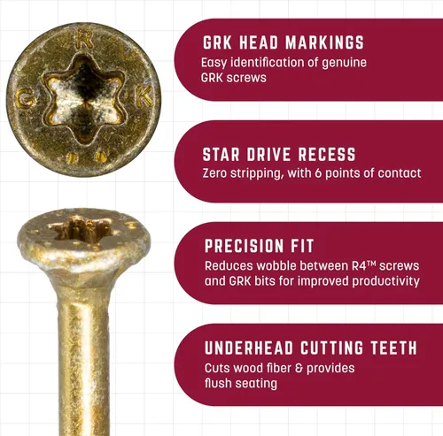 Miniatura 2 de GRK Fasteners R4™ # 9 x 1-1/2 pulgadas, tornillos de marco multiusos, 820 piezas, revestimiento Climatek™ resistente a la corrosión, vallas
