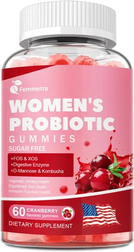 Probióticos 18 en 1 para mujeres con prebióticos, 200 mil millones de UFC con enzima digestiva, arándano, kombucha, gomitas vaginales sin azúcar,