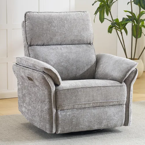 Miniatura 14 de Rocking Chair Nursery with Adjustable Headrest,Manual Swivel Rocker Recliner Nursery Chair with Overstuffed Armrest,Glider Rocker Recliner for