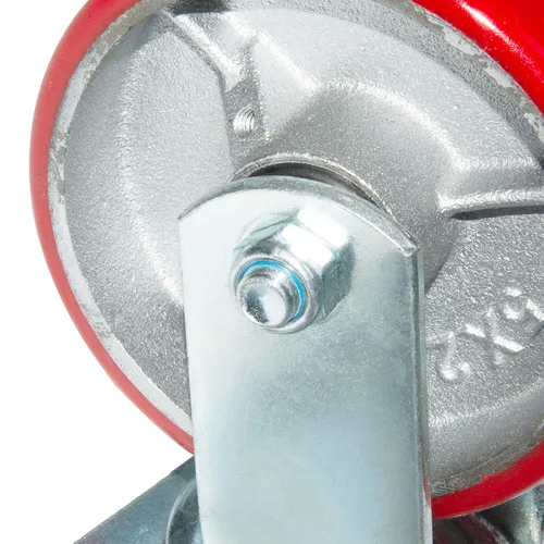 Miniatura 8 de Nisorpa Juego de 4 ruedas giratorias de acero de 6 pulgadas, ruedas giratorias de poliuretano rojo con cerradura para remolque industrial, muebles