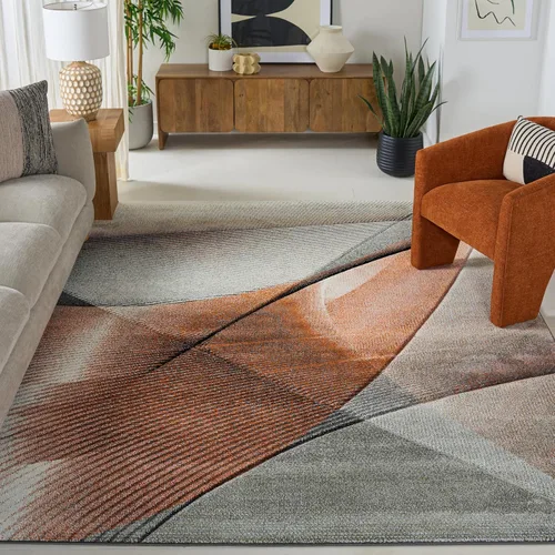 Miniatura 41 de SAFAVIEH Hollywood Collection - Alfombra decorativa de 2 pies 7 pulgadas x 5 pies, gris y azul, diseño moderno de mediados de siglo, no desprende