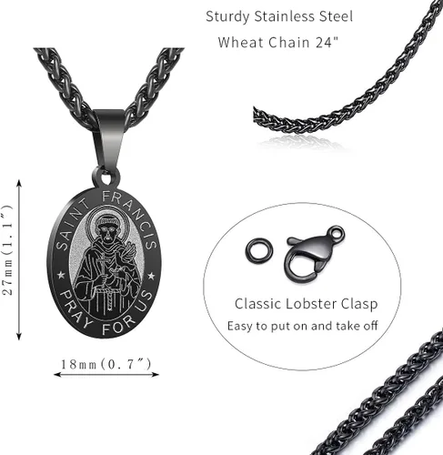 Miniatura 118 de P. BLAKE Collar ovalado de San Cristóbal, Miguel, José, Jude/Virgen María/José/Francisco/Patrick/Anthony/Benedict/Thomas para hombres y mujeres