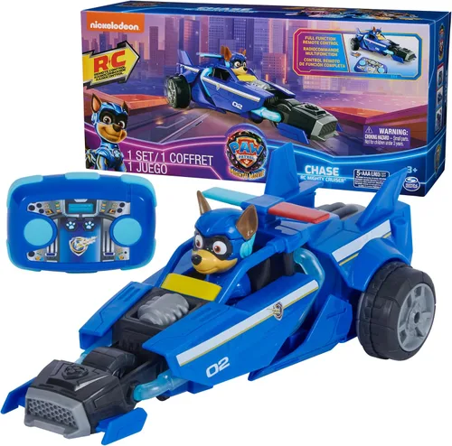 Paw Patrol: The Mighty Movie, Auto de Control Remoto con Chase de los Mighty Pups Moldeado, Juguetes para Niños y Niñas de 3+