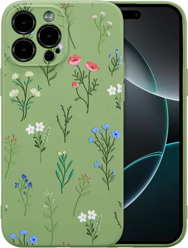 Miniatura 132 de RALEAVO Funda Floral para iPhone 12, Cubierta de Silicona Líquida con Bonito Patrón de Rama de Flores para Niñas y Mujeres, Funda Protectora de Goma
