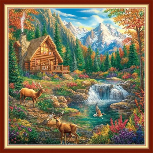Miniatura 22 de Joyhoor Kits de punto de cruz para principiantes, suministros de punto de cruz estampados, kits de bordado de costura preimpresión para adultos