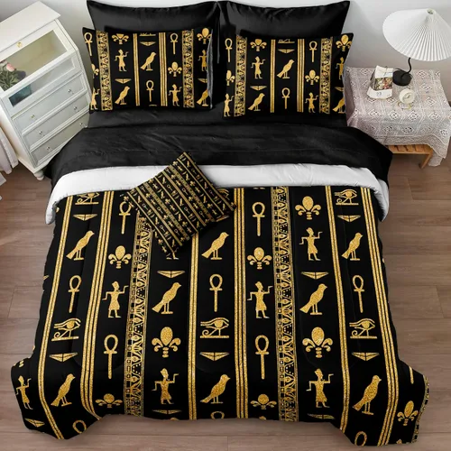 Miniatura 14 de Bedding_Dreamer Black and Gold Queen Bed in a Bag Sun and Moon Bedding Set Mysterious Space Home Decor Galaxy Down Comforter Black Sheet Sets 8 Pcs