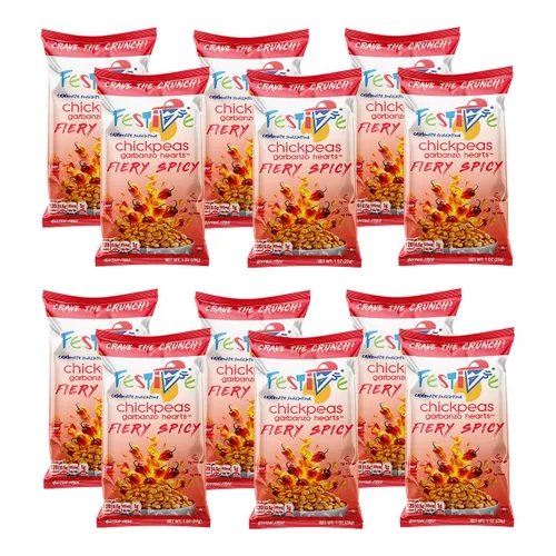 Miniatura 20 de Festive Celebrate Snacktime Pack de bocadillos gourmet de crema con garbanzos tostados, 8 bolsas de 1 oz de garbanzos crujientes con proteínas