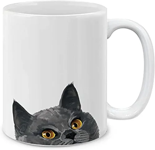 Miniatura 4 de MUGBREW Taza de Café y Té de Cerámica con Gatito Bombay Negro, 11 onzas