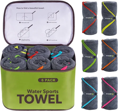 Miniatura 11 de 4Monster Paquete de 4 toallas de camping de microfibra de secado rápido, toalla de viaje súper absorbente con bolsa impermeable, toalla ligera