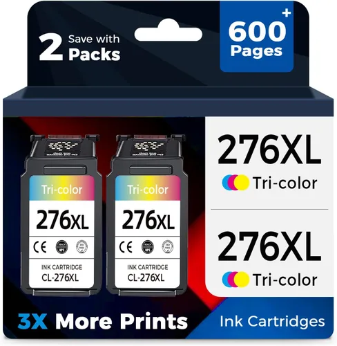 Relcolor Cartucho de tinta de repuesto compatible para Canon 276XL 276 XL 276 CL-276 XL CL276 (Color, paquete de 2) compatible con impresoras TS3522